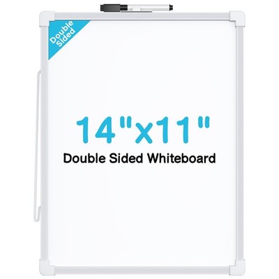 Small Dry Erase Board, 14''x11'' Double Sided Hanging Whiteboard for Wall