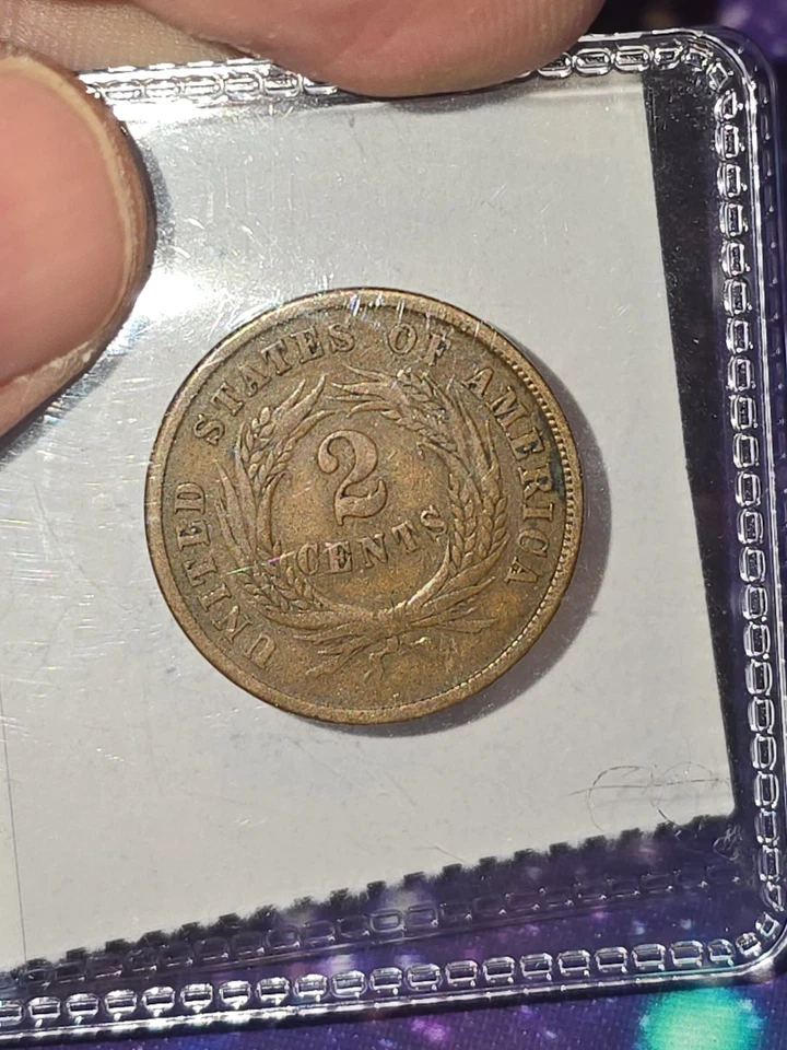 1864 Large Motto 2 Cent Piece VF BN - Image 2 of 3