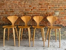 SET OF 4 ORIGINAL NORMAN CHERNER PLYWOOD BAR STOOLS vintage kitchen wooden retro