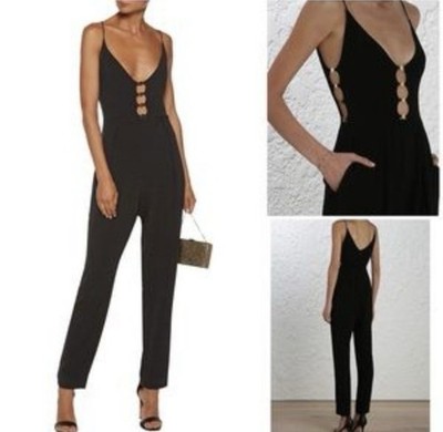 Zimmermann Black V-Neck Gold Link Jumpsuit Size 1/US NWOT