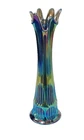 Fenton Amethyst Iridescent Carnival Glass Rib 6 Finger Swung Vase 11 1/4"