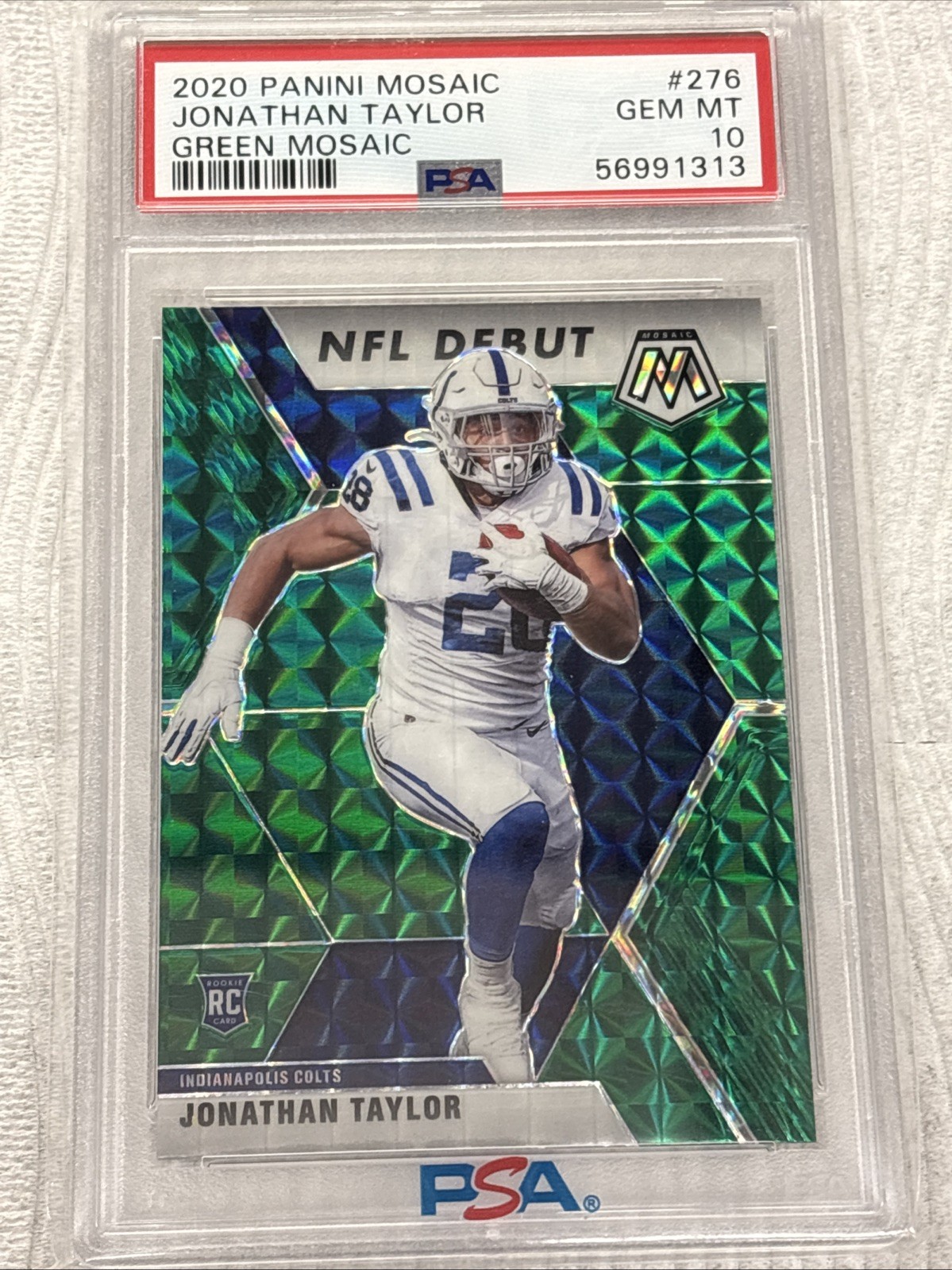 2020 Panini Mosaic Mosaic Green #276 Jonathan Taylor NFL Debut ROOKIE RC PSA 10