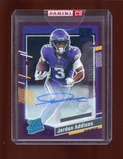 2023 Panini Clearly Donruss Purple #70 Jordan Addison RC Rated Rookie AUTO /175