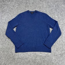 Banana Republic Sweater Mens S Blue Extra Fine Merino V Neck Pullover Knit Prep