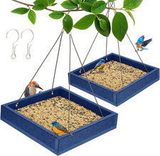 2 Pack Platform Bird Feeder Tray for Outdoor Hanging - Durable Recycled Plastic
