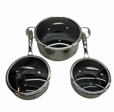 HexClad Hybrid Nonstick 6 Piece Sauce Pan Pot Cookware Set 2qt 3qt 8qt W/ Lids