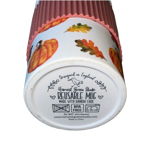 Harvest Green Studio “Pumpkin Spice”Bamboo Resin BPA Tumbler Cup with Lid- New - Picture 6 of 6