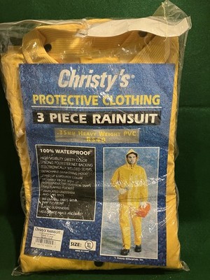 Christy s Protective  Clothing Lined Yellow 3 Piece Rainsuit XL New