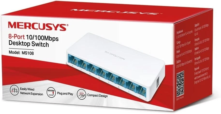 TP-Link Mercusys MS108 Switch Ethernet 8 Porte 10/100Mbps Sdoppiatore Ethernet - Immagine 3 di 4