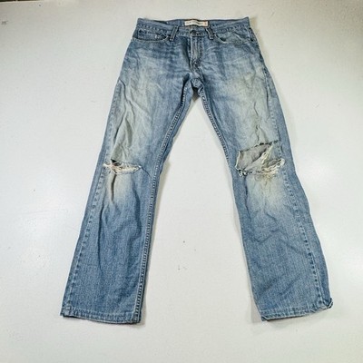Levi s 514 Slim Straight Jeans Light Wash Distressed Mens Size 31x32