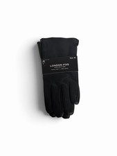New Men's London Fog Black Leather Fleece Lined Gloves Size Medium