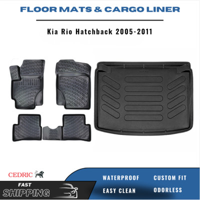 Car Floor Mats & Trunk Cargo Liner for Kia Rio Hatchback 2005-2011 TPE FULL Set