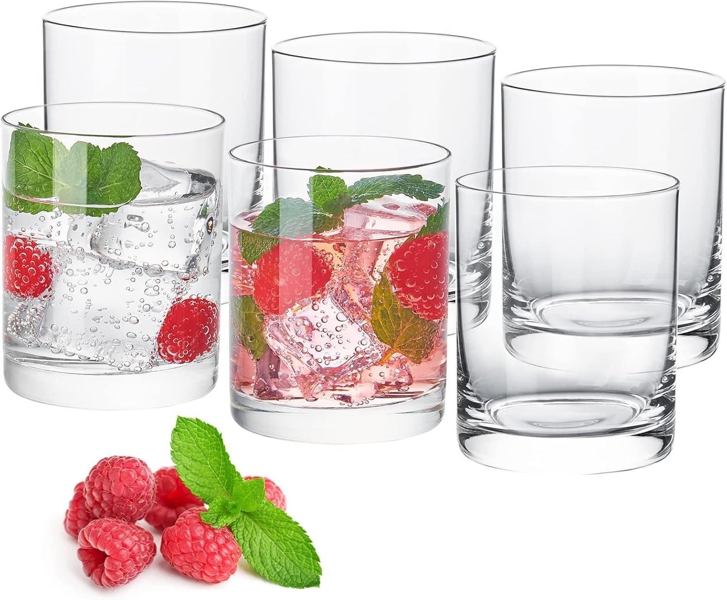 Heat-Resistant Drinking Glasses Set of 6 Double Fashioned Glass Lowball Tumblers