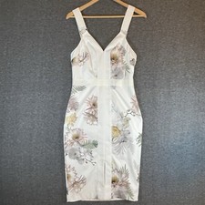 Ted Baker London Womens Sleeveless Woodland Print Ivory Bodycon Panel Dress Sz 2