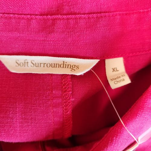 Soft Surroundings Rendevous Shirt Cerise Womens Top Sz XL Linen Blend Barbiecore - Picture 6 of 8
