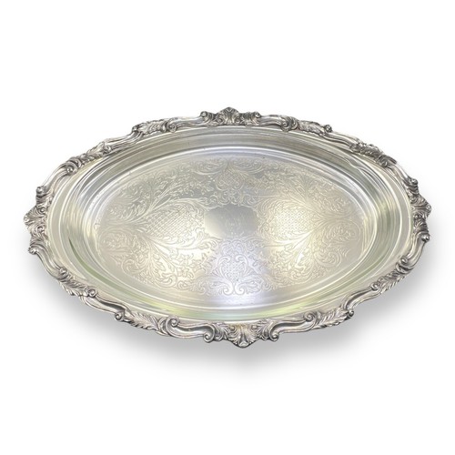 Versilberte ovale Servierschale mit Fuß und Pyrex 3qt Glaseinsatz florale Schnörkel - Bild 4 von 13
