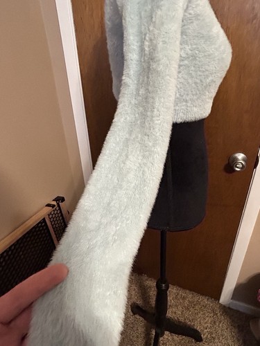 Katie J NYC Tween Girls Junior Feather Knit Sweater Light Blue Small /Retail $80 - Picture 3 of 8