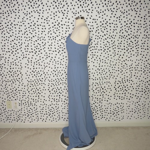 After Six Solid Larkspur Blue Bow One Shoulder Trumpet Gown Womens Sz 10 - Picture 5 of 11