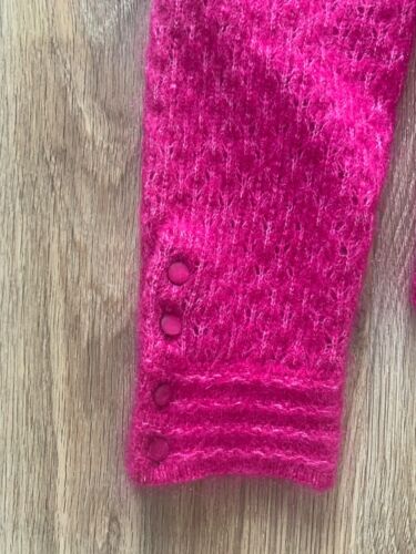 Sézane Saphia Cardigan Knit Sweater Mohair Wool Blend - Fuchsia - Size M - Picture 6 of 9