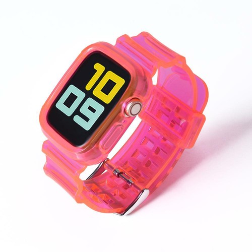 For Apple Watch 38/40/42/44mm Gel Band Strap+Rugged Case Clear Glitter - Picture 16 of 16