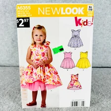 New Look 6355 Flared Dress Sleeveless Toddlers Size 1/2 4 Sewing Pattern