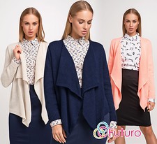 Ladies Waterfall Blazer Long Sleeve Knitted Chunky Jacket Shrug Size 8-12 Fas24