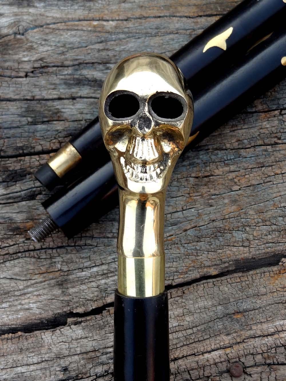 Solid Brass Skull Design Head Handle Vintage Walk… - image 4