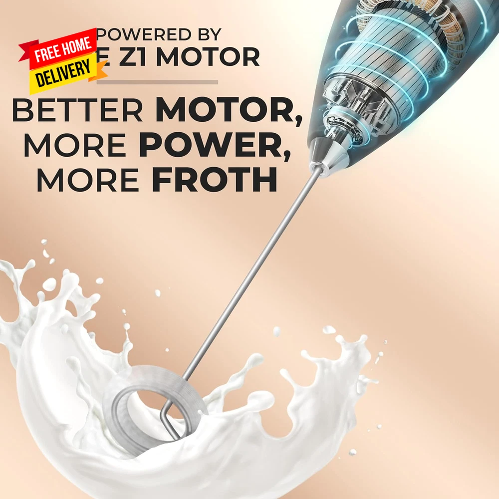 Milk Frother Wand Drink Mixer - Durable Handheld Milk Frother Electric Whisk - E