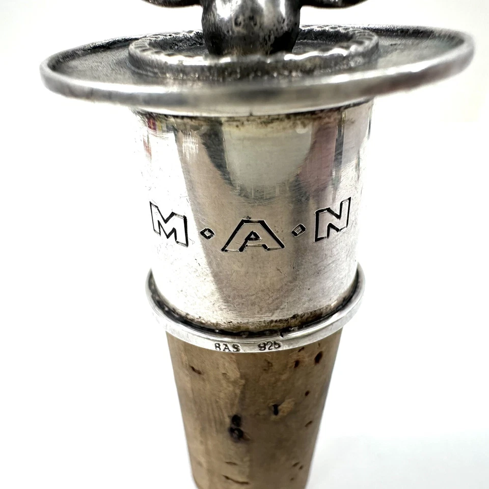 Blachian Antik Schmuck 925 Sterling Silver Bottle Stopper W/ Cork - 103.5mm - image 4 of 4