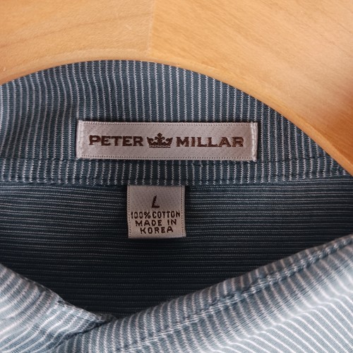 Camisa Polo Peter Millar Para Hombres Grande Verde Blanco Rayas Golf Gladney Bordada - Imagen 6 de 7