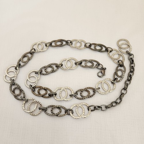 Gürtel Damen Oval Rotguss Rund Silber Geprägt Metall Kettenglied 42 cm Lang.