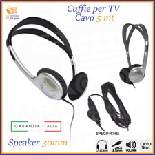 Cuffie cuffiette con filo per TV cavo jack cuffia stereo hi fi hifi anni 80 5mt