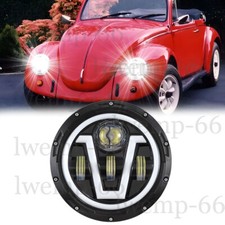 Dot 7 Inch Round Led Headlight Drl Angel Eyes Projector For Vw Beetle 1950-1979