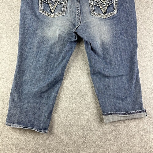 Vigoss The New York Capri Jeans Womens 18 Med Wash Mid Rise Flap Pockets Bling - Picture 10 of 19