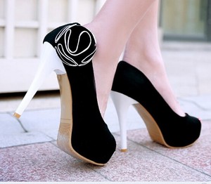 Escarpin Noir Femme Avec Rose Latérale Talon 11,5 CM et le Plateau 3,5 Code  8213 | eBay