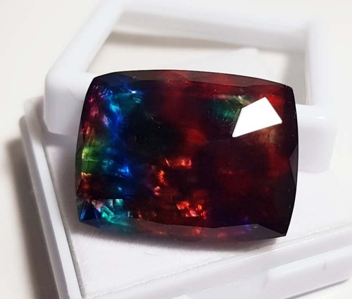 Ammolite Opal Shape Cushion Cat Gemstone 22x29x9mm 46Ct - Picture 3 of 5