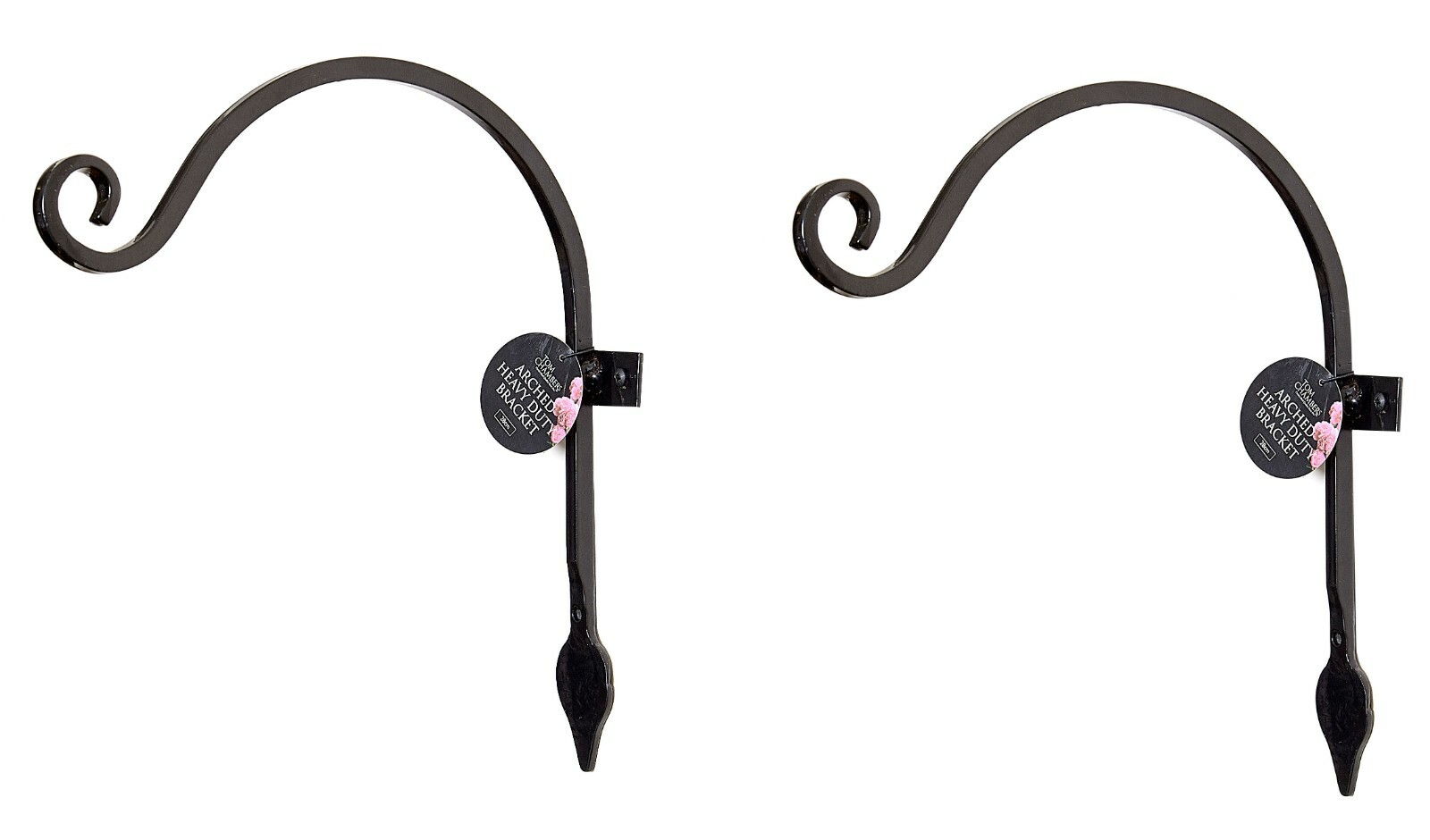 Arched Garden Hanging Basket Hooks Hanger Wall Mounted Brackets Metal 28cm 2Pcs