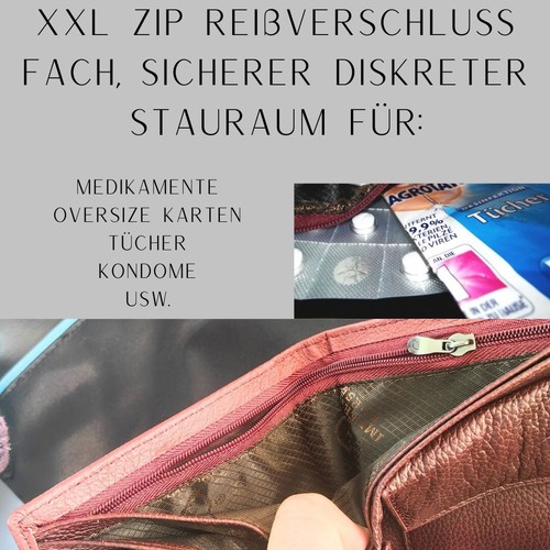 Herren Geldbörse rot Premium Krokodil Leder Design Rindsleder ZIP und Münzfach - Bild 3 von 12
