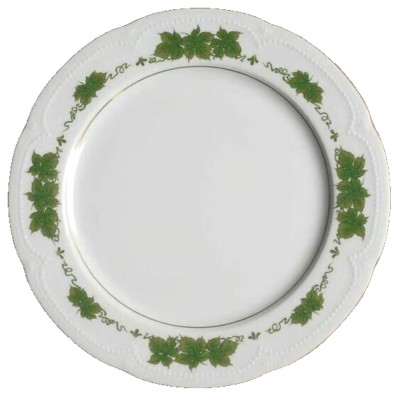 2 dinner PLATES, Bavaria GERMANY Graf von HENNEBERG Wienlaub green ivy leaves