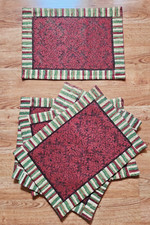 Pier 1 Floral Stripes Sparkle Placemats Set Of 6 Cloth Multicolor Settings VTG