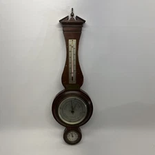 Vintage Fee and Stemwedel Airguide Mahogany Wooden Barometer & Thermometer - 18"