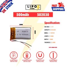 ? 3.7V 502030 500mAh LiPo Lithium Polymer High Capacity rechargeable Battery ?
