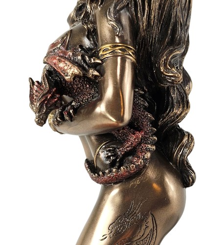 7 Zoll Mutter der Drachen halbnackt sexy weibliche Dame Statue Bronzefarbe - Bild 2 von 5
