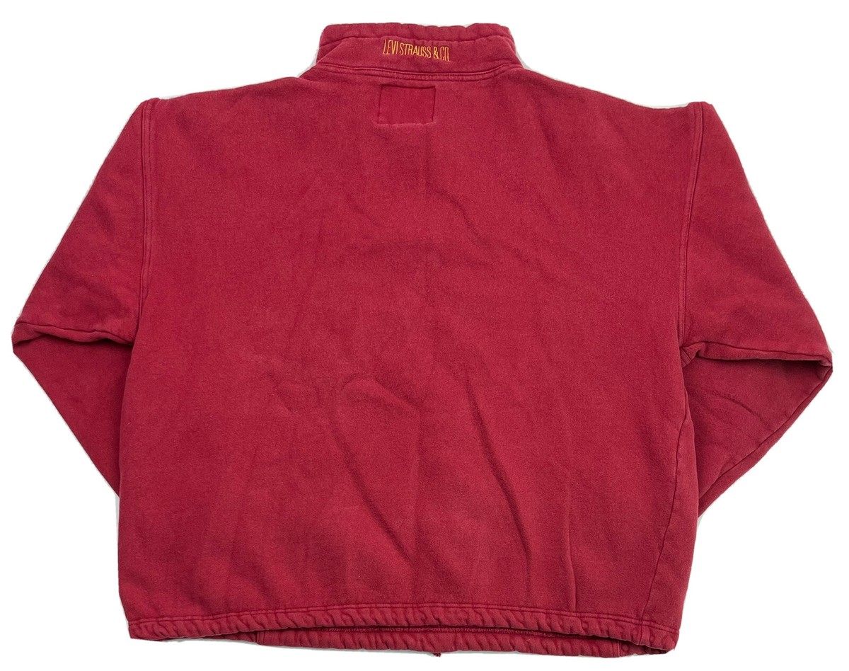 Vintage Levi's Mens 1/4 Zip Pullover Sweatshirt 90s Drawstring