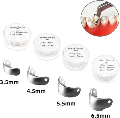 20/50/100 Dental Matrix Bands Sectional Contoured Metal Matrice Refill Soft Band - Picture 5 of 6