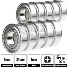 10x 609-ZZ Ball Bearing 9mm x 24mm x 7mm Double Shielded Metal Seal NEW 2Z QJZ