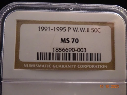 1991-1995-P WWII Commemorative Half Dollar, NGC MS70 