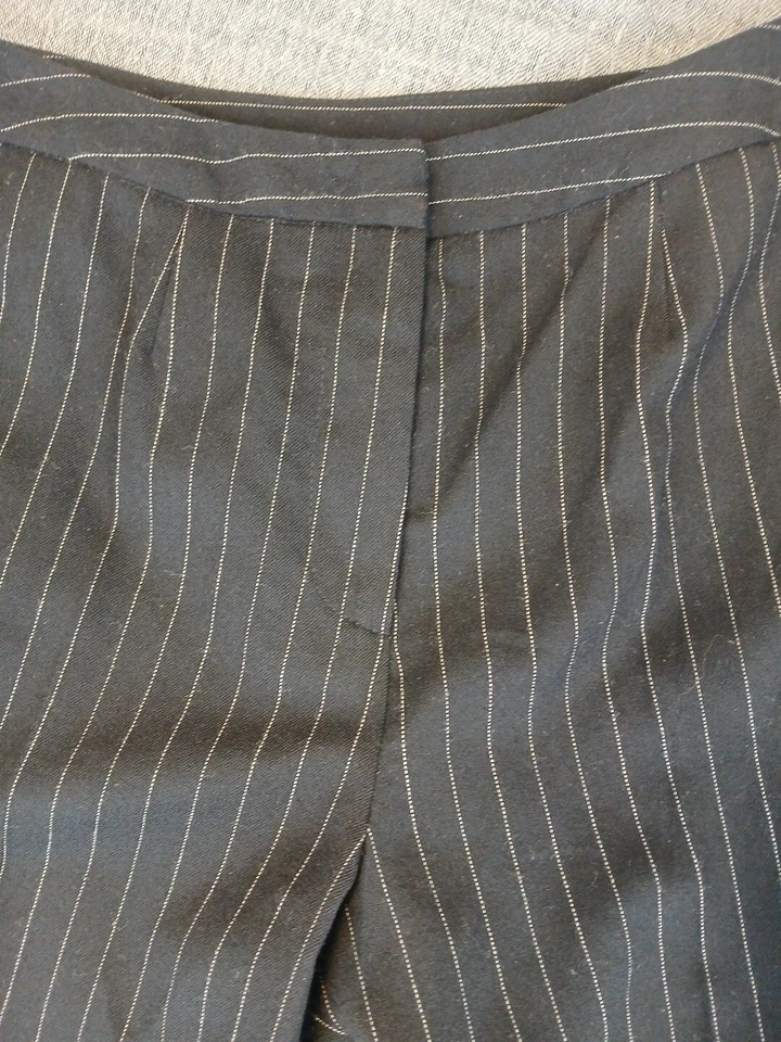 VTG David N Black Pinstripe Trousers Lined Dress Pants 100% Wool Womens Size 12P - Image 2 of 4