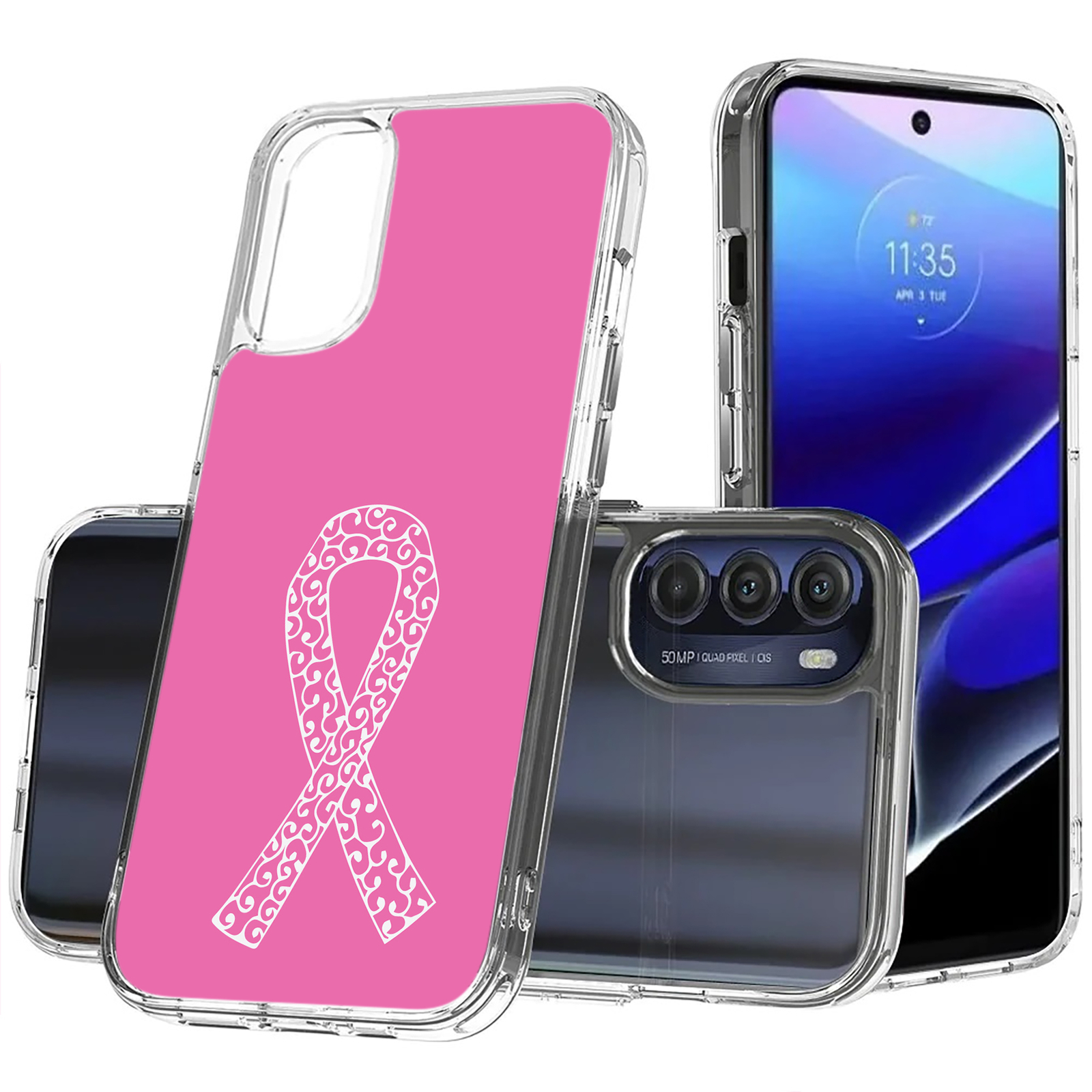 Phone Case Cover for Motorola Moto G Stylus 5G (2022), Cancer Ribbon Pink