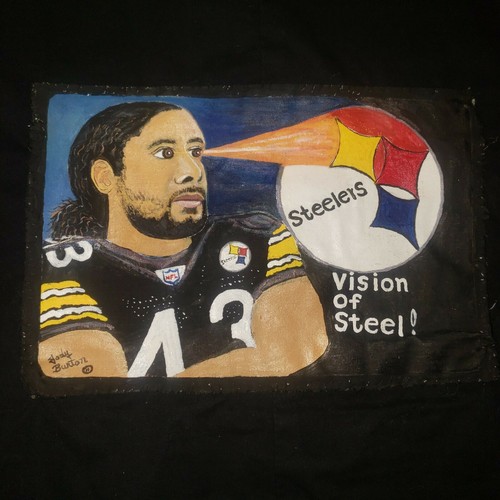 Converse One Star Jacket Pittsburgh Steelers Mens XL Hand Painted Polamalu Patch - Picture 8 of 9